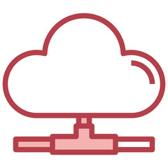 CLOUD COMPUTING red line icon,linear,outline,graphic,illustration