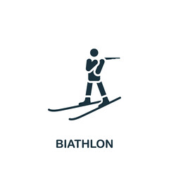 Biathlon icon. Monochrome simple icon for templates, web design and infographics