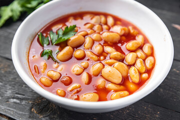 white bean tomato sauce legume beans food fresh healthy meal diet snack on the table copy space food background keto or paleo diet