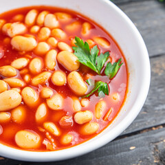 white bean tomato sauce legume beans food fresh healthy meal diet snack on the table copy space food background keto or paleo diet