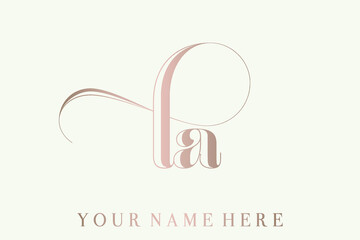 LA monogram logo.Typographic signature icon.Letter a and letter l.Lowercase lettering sign isolated on light fund.Wedding, fashion, beauty alphabet initials.Elegant, luxury style.