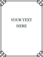 Thin vector border frame. Billboard, vintage poster, card, signboard, sticker, or label design