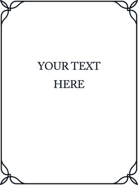 Thin vector border frame. Billboard, vintage poster, card, signboard, sticker, or label design