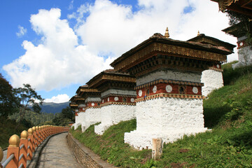 buddhist monument (druk wangyal chortens) at dochula pass in bhutan