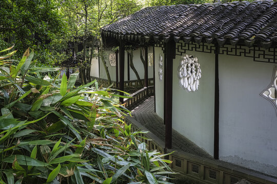 Traditonal suzhou surging waves pavilion landscape