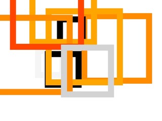 Abstract grey orange squares with white background