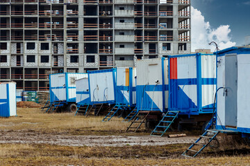 Mobile office buildings or container site office for construction site.