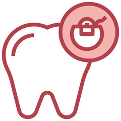 DENTAL FLOSS red line icon,linear,outline,graphic,illustration