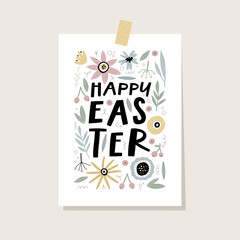 Happy Easter greeting card or invitation template. 