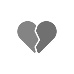 Broken heart flat icon with shadow