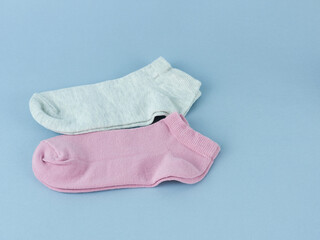 women's socks two pairs, gray, pink, close-up