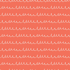 Seamless pattern with hand drawn angled lines on vibrant terracotta background. Scribble, scrawl writing imitation