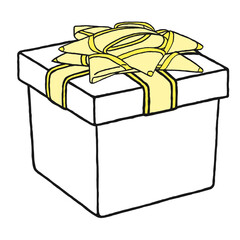 Cardboard box for a small gift with a bow