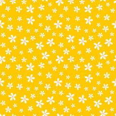 White tiny flowers on yellow background.