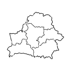 Obraz premium Belarus map of black contour curves of vector illustration