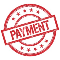 PAYMENT text written on red vintage stamp.