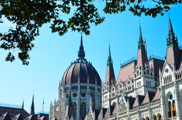 Obraz premium Hungarian parliament in Budapest at summer