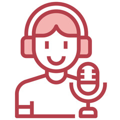 BROADCASTER red line icon,linear,outline,graphic,illustration