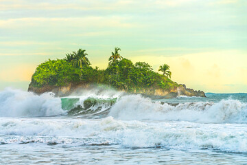 Sunrise at Playa Cocles, beautiful tropical Caribbean beach, Puerto Viejo, Costa Rica east coast