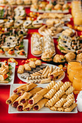 Delicious canapes as event dish in restaurant, close up