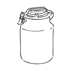 Milk can illustration, drawing, engraving, ink, line art, vector