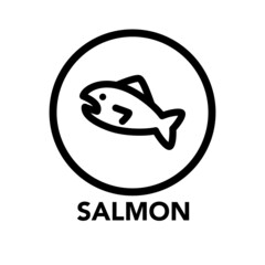 Round frame salmon icon, one of the food allergy icons set
