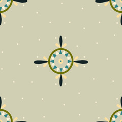 Fototapeta premium Seamless vector abstract pattern with ornamental circles. Mandala. Fabric print template. Circular seamless ornament.