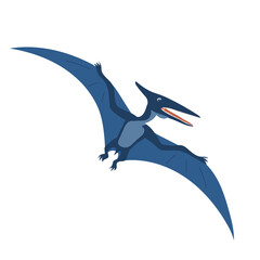 The ancient lizard pteranodon flies. Predatory dinosaur of the Jurassic period. Big wings. Flat illustration isolated on white background © Mikhail