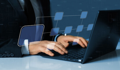 Scheme of hierarchy management of corporate and processing management. Business processing and...