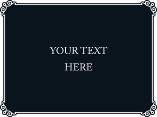 Obraz premium Black vector background with border frame. Vintage horizontal rectangular banner, shop sign or logo design with copy space