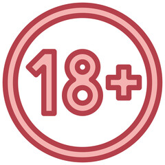 Obraz premium AGE LIMIT red line icon,linear,outline,graphic,illustration