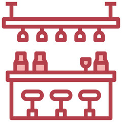 BAR COUNTER red line icon,linear,outline,graphic,illustration