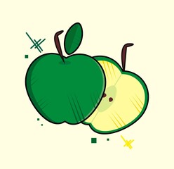 green apples, half apple, apple isolated, fruits, apple, apple vector