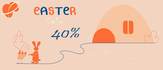 Obraz premium Easter banner, poster, greeting card. Modern minimal style