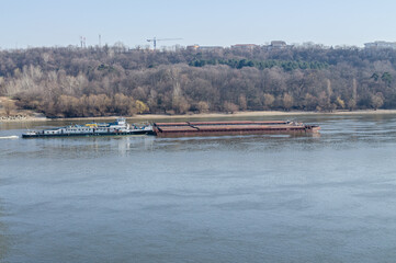Tanker on the Danube river in the city of Novi Sad.