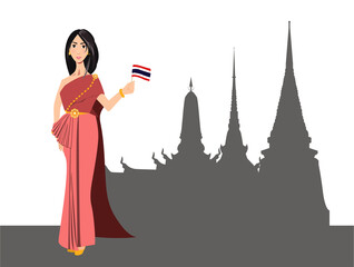 Girl in the national dress of Thailand