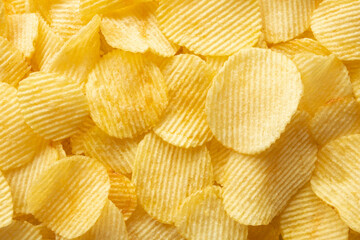 crispy golden potato chips snack texture background