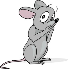 Scared mouse, in shock, closed her mouth.