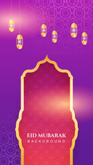 Eid ramadan mubarak background for social media stories template banners. Arabic islamic middle east lantern moon crescent mosque design for social media template