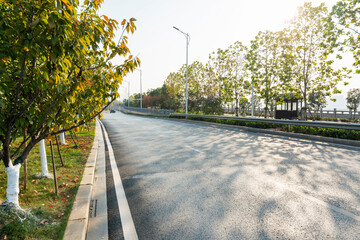 Empty urban road and buildings in China