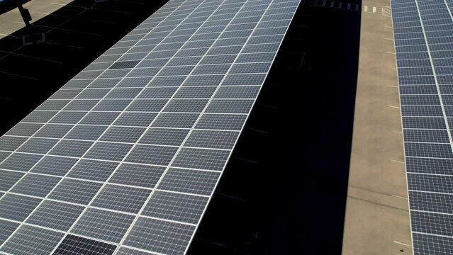 solar panels at medical facility in marana arizona tight aerial shot