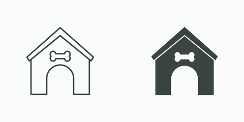 dog home house icon vector set isolated