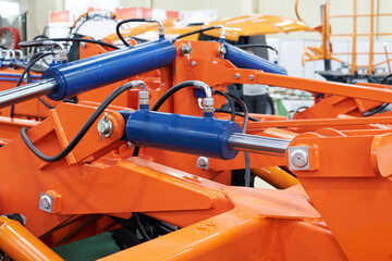 Fototapeta premium Closeup of a hydraulic control system for an attachment mechanism.