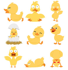 Cute yellow duck cartoon collection