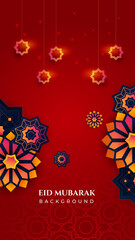 Eid ramadan mubarak background for social media stories template banners. Arabic islamic middle east lantern moon crescent mosque design for social media template