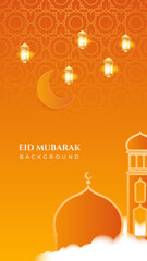 Eid ramadan mubarak background for social media stories template banners. Arabic islamic middle east lantern moon crescent mosque design for social media template