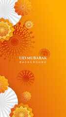 Obraz premium Eid ramadan mubarak background for social media stories template banners. Arabic islamic middle east lantern moon crescent mosque design for social media template