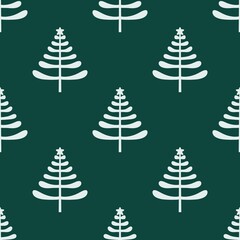 Doodle green cute Christmas tree for fabrics and gifts