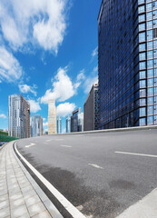 Empty urban road and buildings in the city