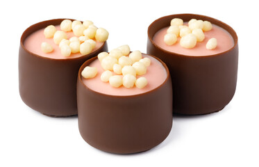 Chocolate sweets on a white background
